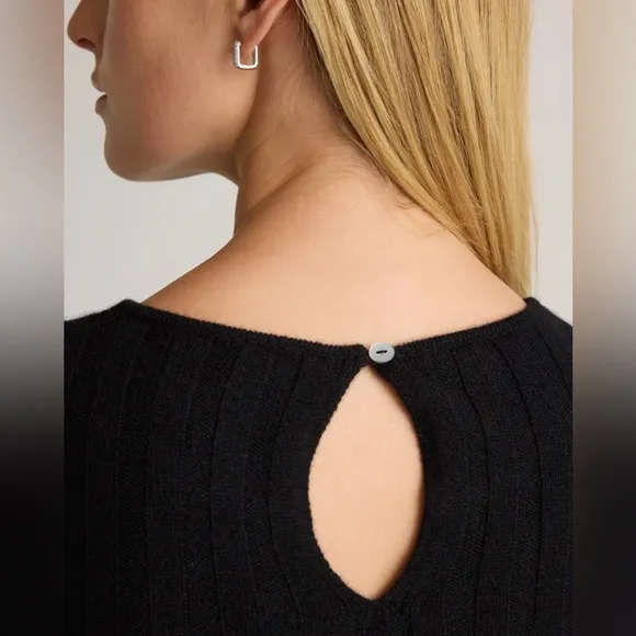 NWT! Quince | 100% Mongolian Cashmere Wide-Rib Midi Dress | Black | M