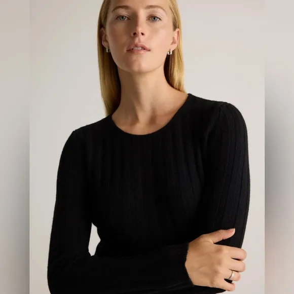 NWT! Quince | 100% Mongolian Cashmere Wide-Rib Midi Dress | Black | M