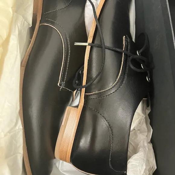 NWT rag &amp; bone Audrey Black Leather Oxford Brogues Shoes Tan Bottoms 7.5