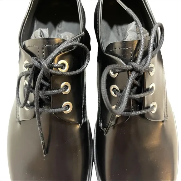 NWT rag &amp; bone Audrey Black Leather Oxford Brogues Shoes Tan Bottoms 7.5