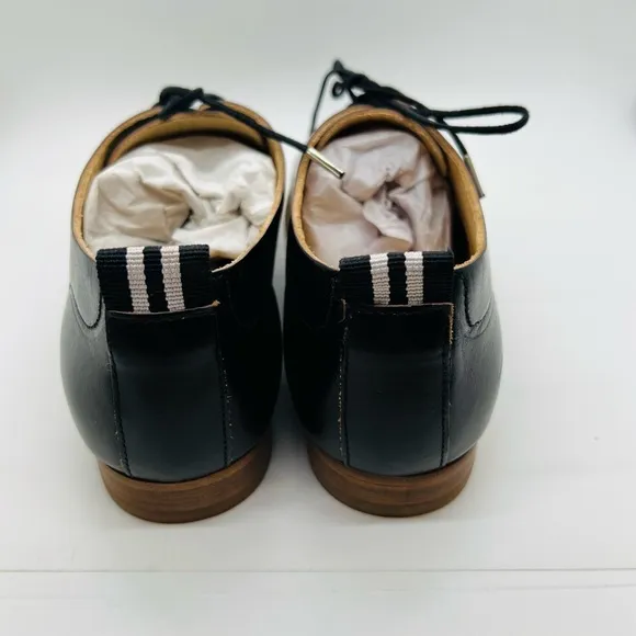 NWT rag &amp; bone Audrey Black Leather Oxford Brogues Shoes Tan Bottoms 7.5