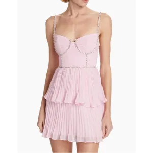 NWT Self-Portrait Tiered Chiffon Diamante Minidress Size 6 $495