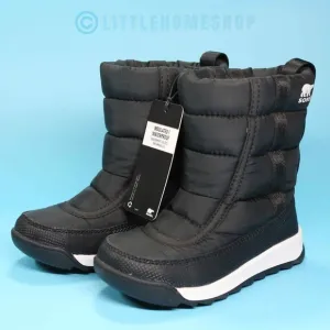 NWT! Sorel KIDS Whitney II Puffy Mid Snow Boot in Black, Size 9