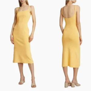 NWT Staud Paityn Ribbed-Knit Midi-Dress Size M $225