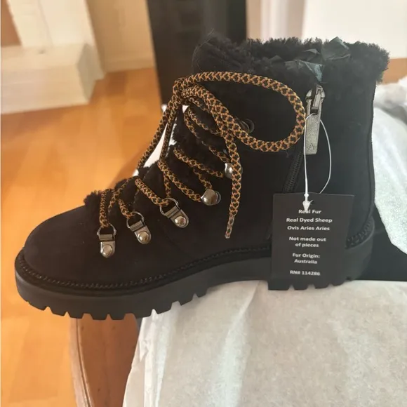 NWT Women's Aquatalia Black Hadlee Suede Boots