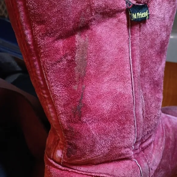Old friend red winter suede boots size 10