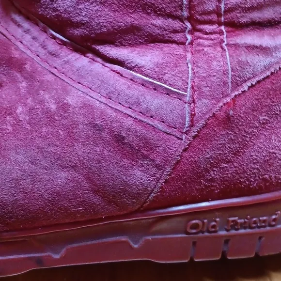 Old friend red winter suede boots size 10