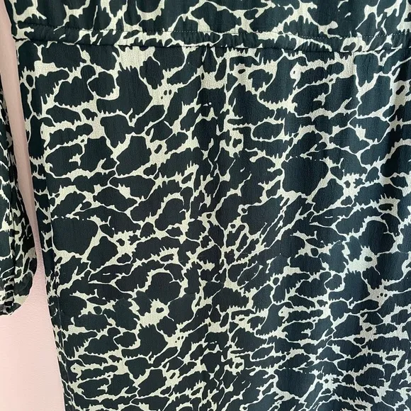 Olivia James Lydia Long Sleeve Ruffle Skirt Midi Dress in Geo Spot Lush Green