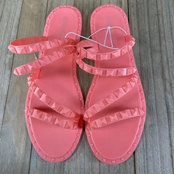 Olivia Miller Women's Size 8 Strappy Studded Jelly Sandals NWOT