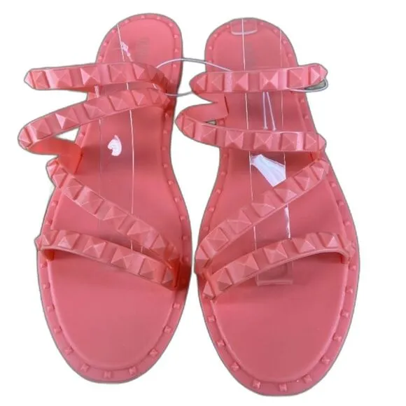 Olivia Miller Women's Size 8 Strappy Studded Jelly Sandals NWOT
