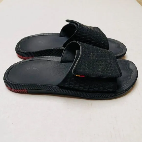 Olukai Halu Olu M Sandals Mens 8 Black Slip On Beach Goth Vacation Coastal Goth