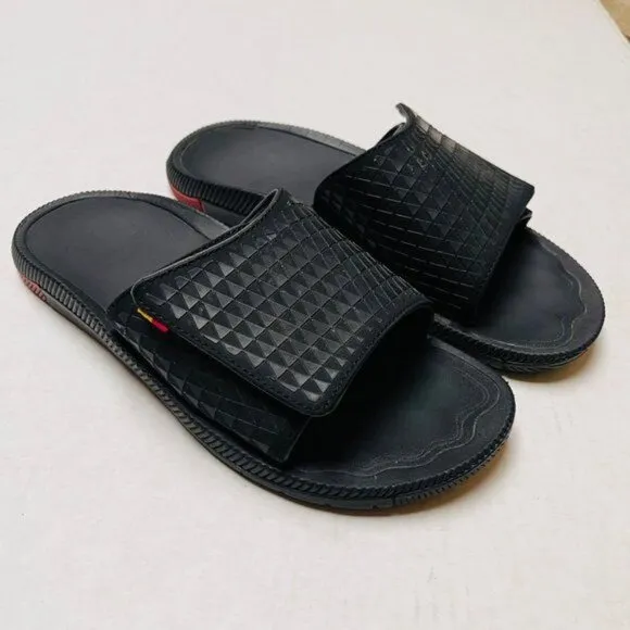 Olukai Halu Olu M Sandals Mens 8 Black Slip On Beach Goth Vacation Coastal Goth