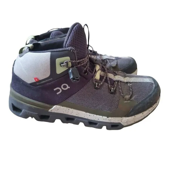 On Cloudtrax All Terrain Men 8 High Top Hiking Shoes Ink Frost Trek Run Travel