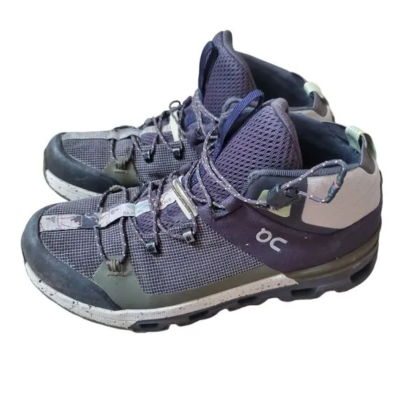 On Cloudtrax All Terrain Men 8 High Top Hiking Shoes Ink Frost Trek Run Travel