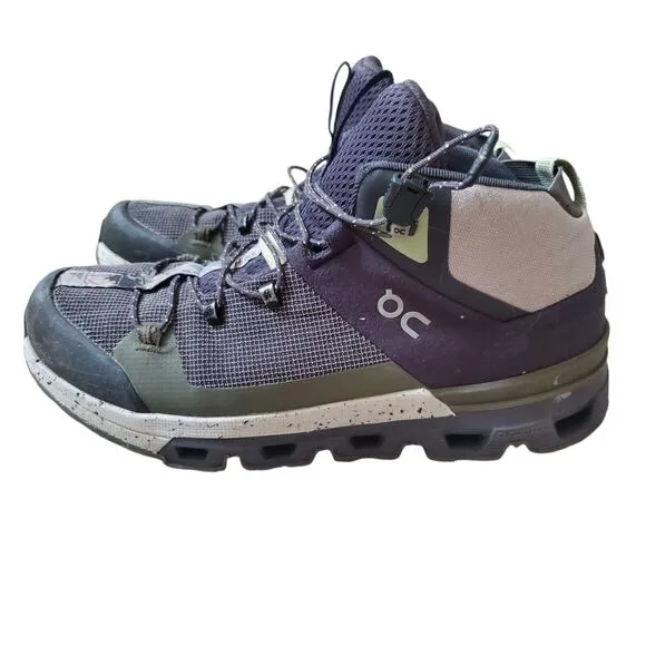 On Cloudtrax All Terrain Men 8 High Top Hiking Shoes Ink Frost Trek Run Travel