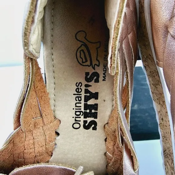 Originales Shy's, Mexican Huarache, Rose Gold Leather Oxford Style Sandals, Sz 6