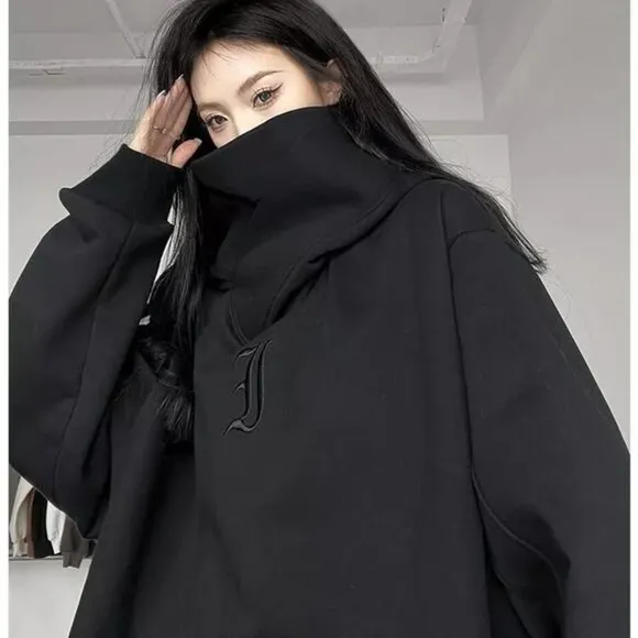 Oversized Hoodie Winter Warm Fleece Pullover Turtleneck Tops Sweater