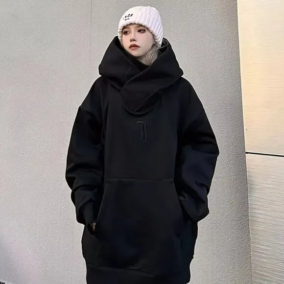 Oversized Hoodie Winter Warm Fleece Pullover Turtleneck Tops Sweater
