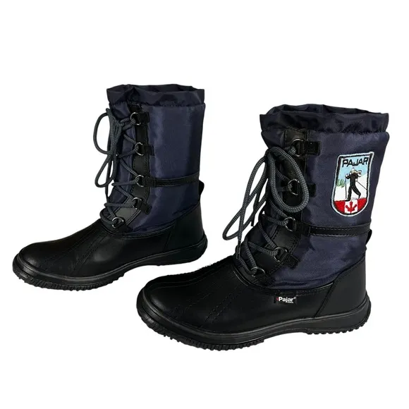 Pajar Women 7-7.5 Canada Grace Leather Lace Faux Fur Liner Snow Boots