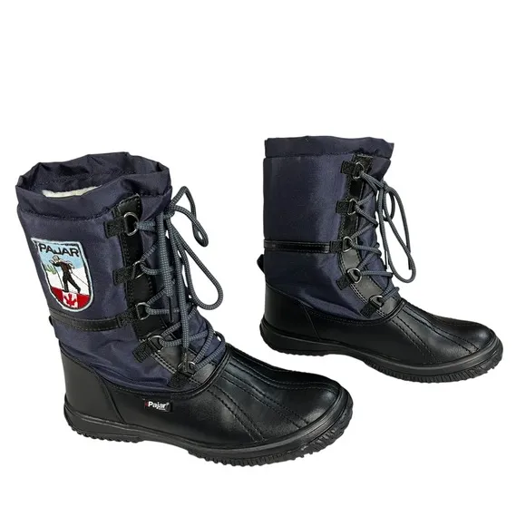 Pajar Women 7-7.5 Canada Grace Leather Lace Faux Fur Liner Snow Boots