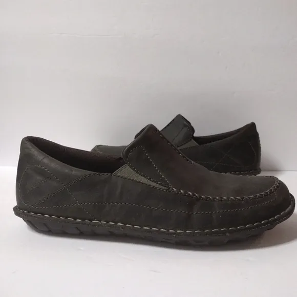 Patagonia Men's Pau Leather Slip-On Casual Walking Comfort Moc Shoes Olive Night
