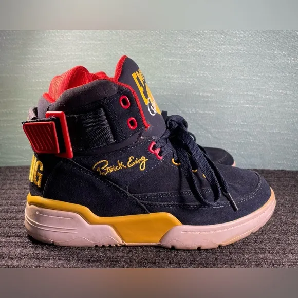 Patrick Ewing 33 Hi Snow Beach 1EW90128-433 Blue Red Yellow &amp; White Size 6