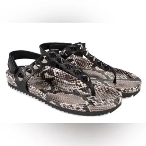 Pedro Garcia Athena Snakeskin Studded Thong Sandals Size 10