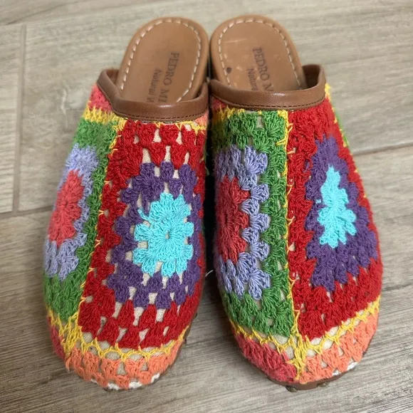 Pedro Miralles Women's Colorful Crochet Slip-On Shoes
