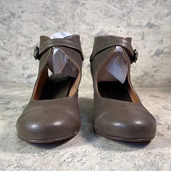 PEPE MONJO ARGILA Brown Leather Ankle Strap Heel Shoes