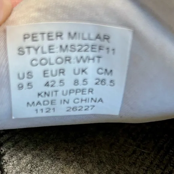 PETER MILLAR White Hyperlight Apollo Sneakers 9.5 Shoes Knit Slip On Golf Casual