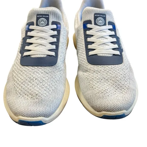 PETER MILLAR White Hyperlight Apollo Sneakers 9.5 Shoes Knit Slip On Golf Casual