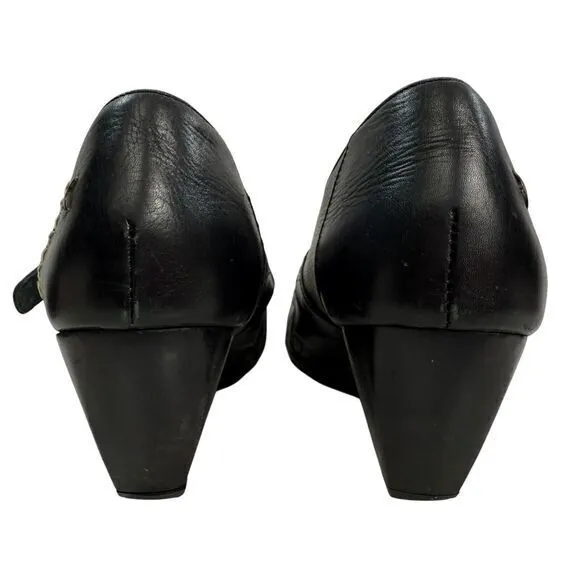 Pikolinos Black Leather Buckle Mary Jane Low Shoes Size EU 42 US 11 Wedge‎ Heel
