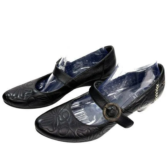 Pikolinos Black Leather Buckle Mary Jane Low Shoes Size EU 42 US 11 Wedge‎ Heel