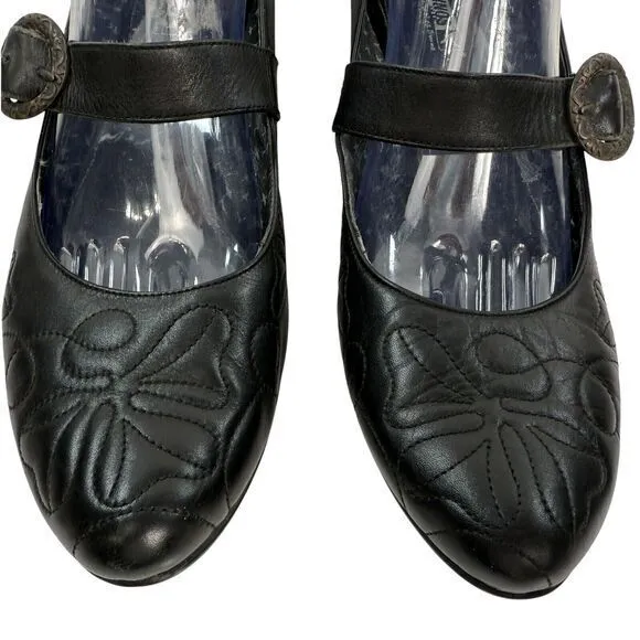 Pikolinos Black Leather Buckle Mary Jane Low Shoes Size EU 42 US 11 Wedge‎ Heel