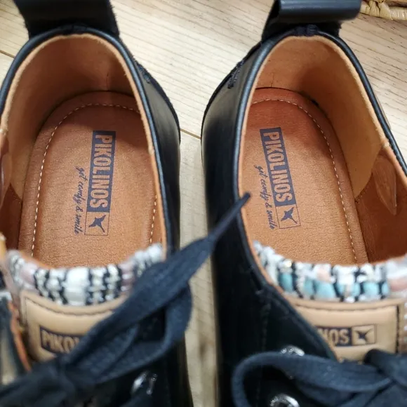 Pikolinos Womens 9.5-10/41 Shoes Lagos Casual Lace Up Low Profile Zip-Up Leather