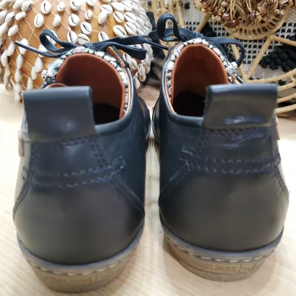 Pikolinos Womens 9.5-10/41 Shoes Lagos Casual Lace Up Low Profile Zip-Up Leather