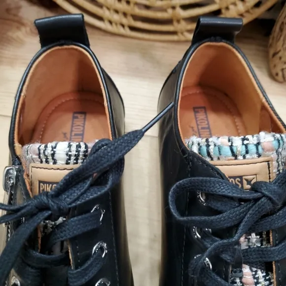 Pikolinos Womens 9.5-10/41 Shoes Lagos Casual Lace Up Low Profile Zip-Up Leather