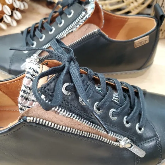 Pikolinos Womens 9.5-10/41 Shoes Lagos Casual Lace Up Low Profile Zip-Up Leather