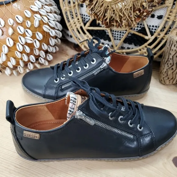Pikolinos Womens 9.5-10/41 Shoes Lagos Casual Lace Up Low Profile Zip-Up Leather