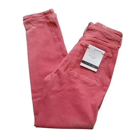 Pilcro And The Letterpress The High-Rise Slim Jeans Women 25 Pink Distressed NWT