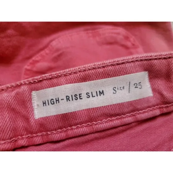 Pilcro And The Letterpress The High-Rise Slim Jeans Women 25 Pink Distressed NWT