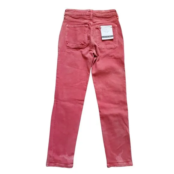 Pilcro And The Letterpress The High-Rise Slim Jeans Women 25 Pink Distressed NWT