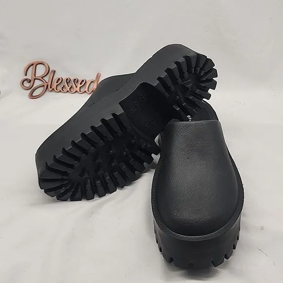 PLAY JEFFREY CAMPBELL BIGGIE 2 LUG CHUNK SOLE LADIES CLOGS 10⚫️BLACK⚫️NWOB CUTE