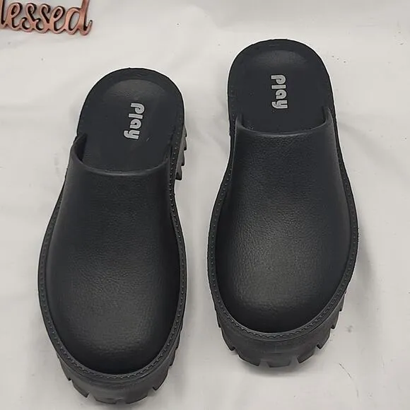 PLAY JEFFREY CAMPBELL BIGGIE 2 LUG CHUNK SOLE LADIES CLOGS 10⚫️BLACK⚫️NWOB CUTE