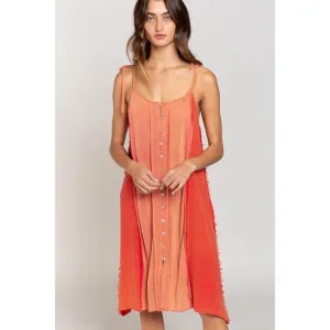 POL Coral Button Down Midi Dress