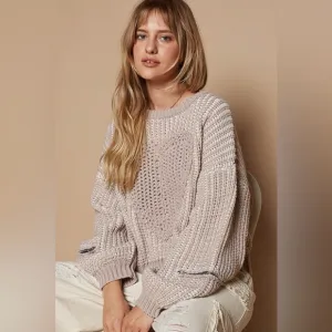 POL Round Neck Heart Patch Zipper Point Sleeve Sweater 10010068600