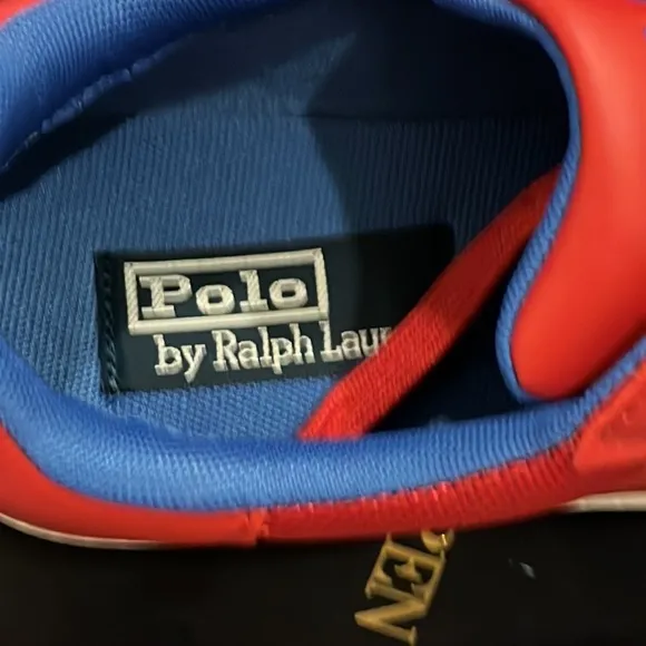 Polo Ralph Lauren Hernando Leather Shoes Sneakers red royal blue Men’s Size 10.5