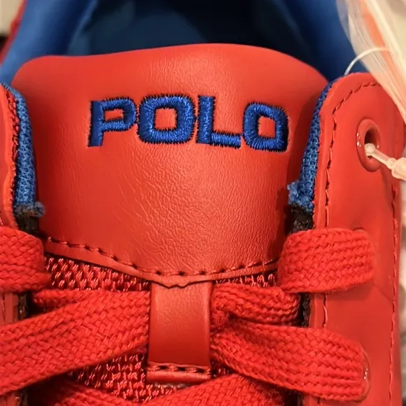 Polo Ralph Lauren Hernando Leather Shoes Sneakers red royal blue Men’s Size 10.5