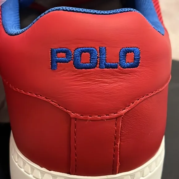 Polo Ralph Lauren Hernando Leather Shoes Sneakers red royal blue Men’s Size 10.5