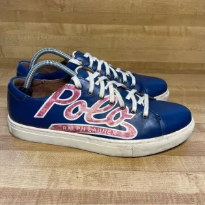 Polo Ralph Lauren Jermain Red Letter Leather Blue Shoes Men’s Size 10D Sneakers